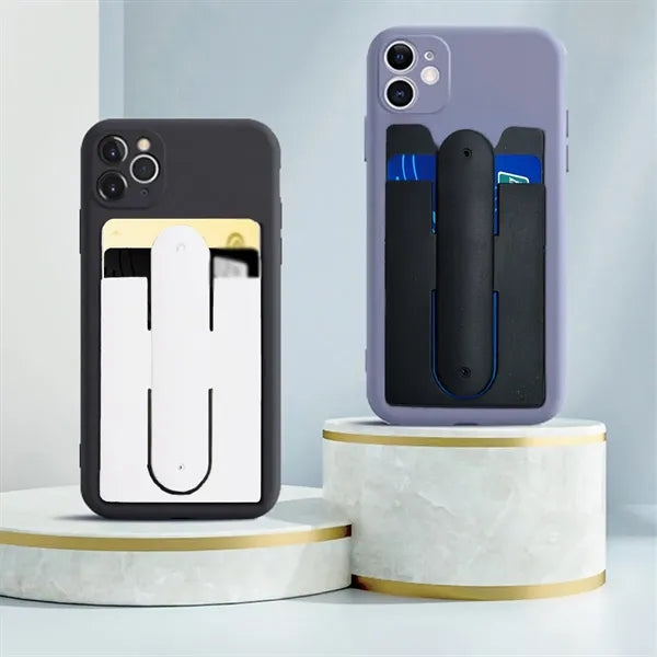 Portable silicone support wallet phone stand card holder