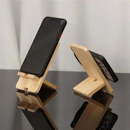 Detachable Portable Wood Phone Holder with Charging Hole