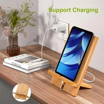 Detachable Portable Wood Phone Holder with Charging Hole