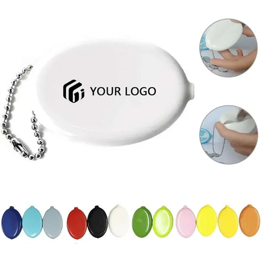 Multi purpose travel shopping oval coin purse with chain