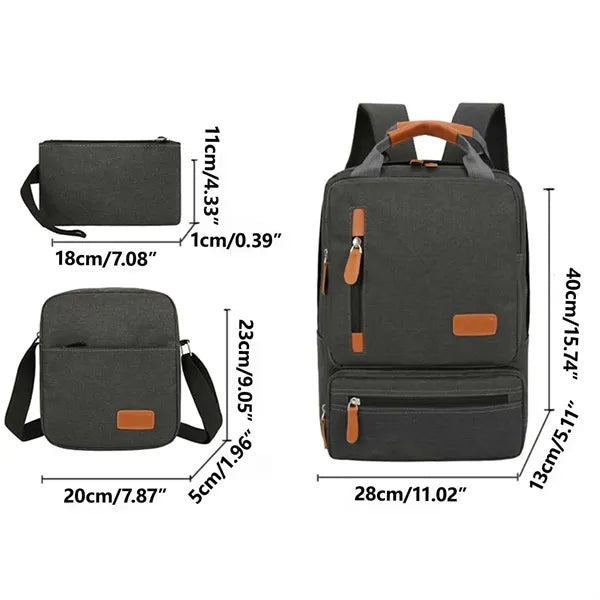 Three Piece Set Large Capacity Backpack