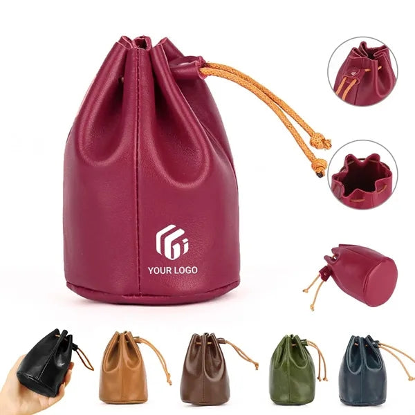 Mini Soft Vintage Leather Drawstring Coin Purse Storage Bag
