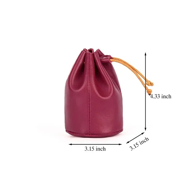 Mini Soft Vintage Leather Drawstring Coin Purse Storage Bag