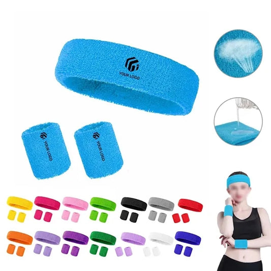 Moisture Wicking Sweat Absorbing Headband Wristband Set
