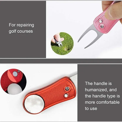 Portable Switchblade Foldable Metal Golf Divot Repair Tool