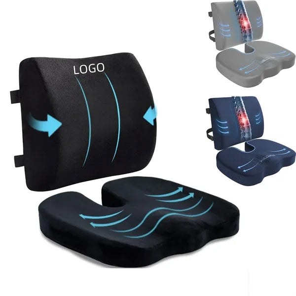 Seat Cushion & Lumbar Support Set for Office Chair, Car