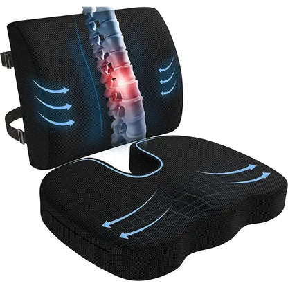 Seat Cushion & Lumbar Support Set for Office Chair, Car