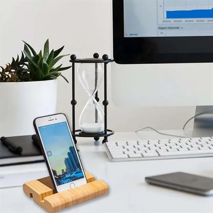 Universal bamboo desktop tablet holder cell phone stand