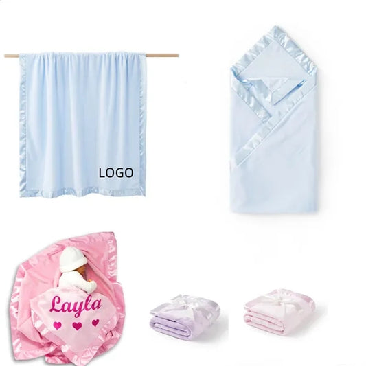Personalized Baby Blanket Newborn Satin Quilt