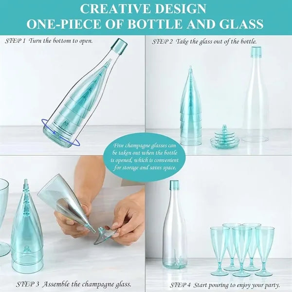 Clear Plastic Shatterproof Party Champagne Wine Goblet Set