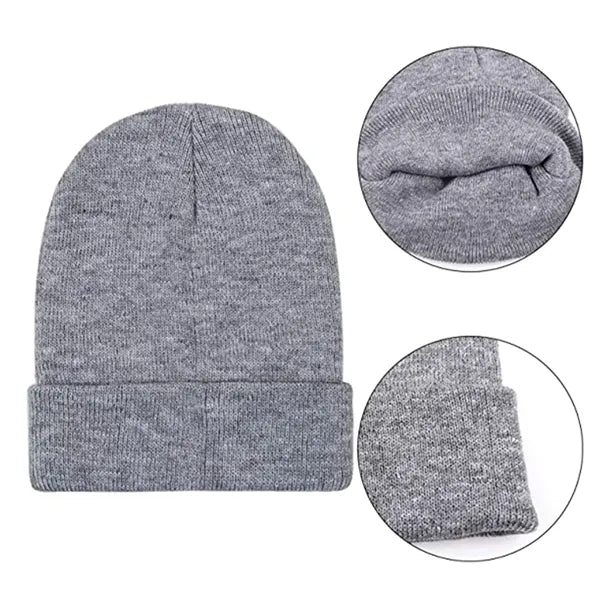 Warm Cozy Embroidery Knitted Cuffed Beanie