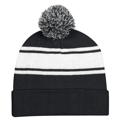 Acrylic Knit Beanie Cap With Pom