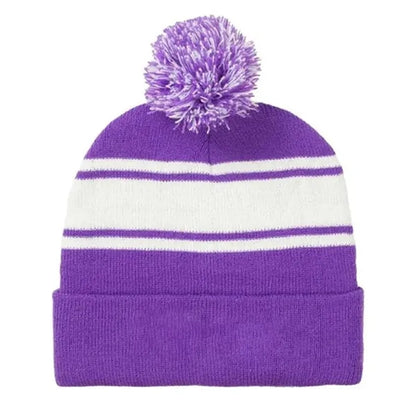 Acrylic Knit Beanie Cap With Pom