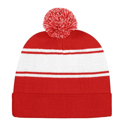 Acrylic Knit Beanie Cap With Pom
