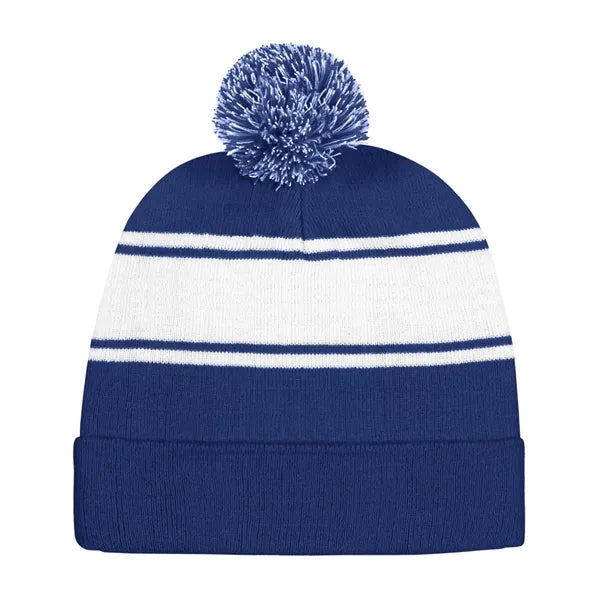 Acrylic Knit Beanie Cap With Pom