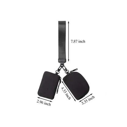 Portable Mini Zip Around Wristlet keychain Wallet Dual Pouch