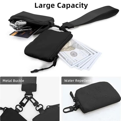 Portable Mini Zip Around Wristlet keychain Wallet Dual Pouch