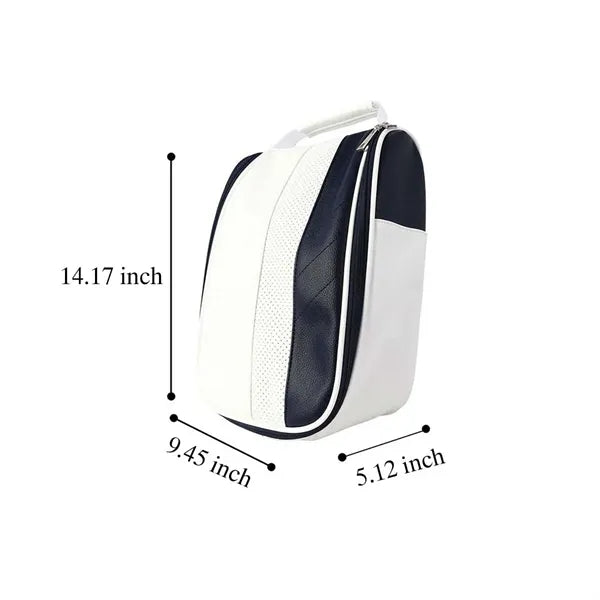 Portable Breathable Zippered PU Leather Golf Shoes Bag