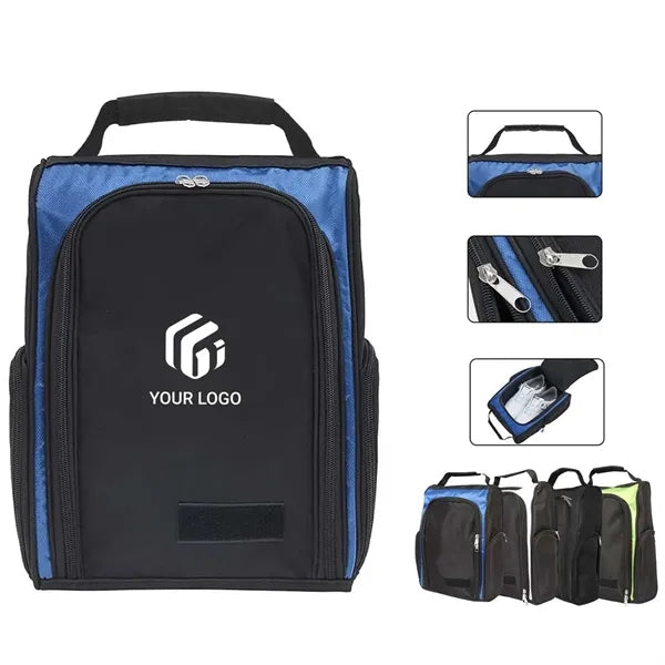 Portable Zippered Golf Shoe Carrier Bags With Side Pockets