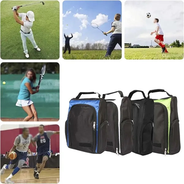 Portable Zippered Golf Shoe Carrier Bags With Side Pockets
