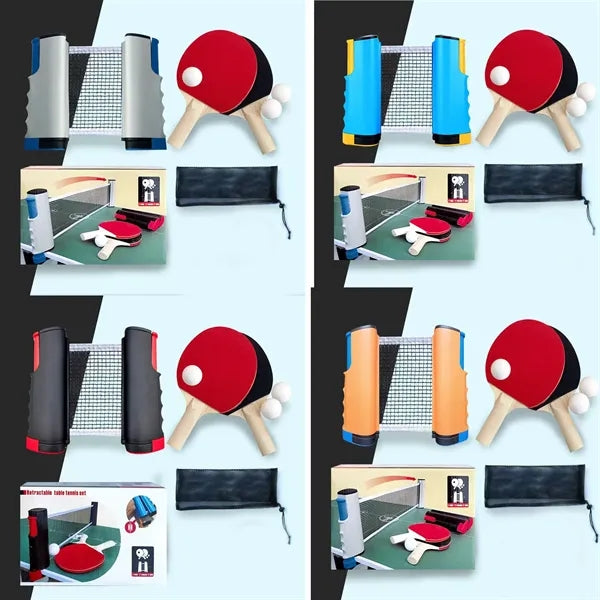 Portable Table Tennis Set With Retractable Net, Racket, Ball