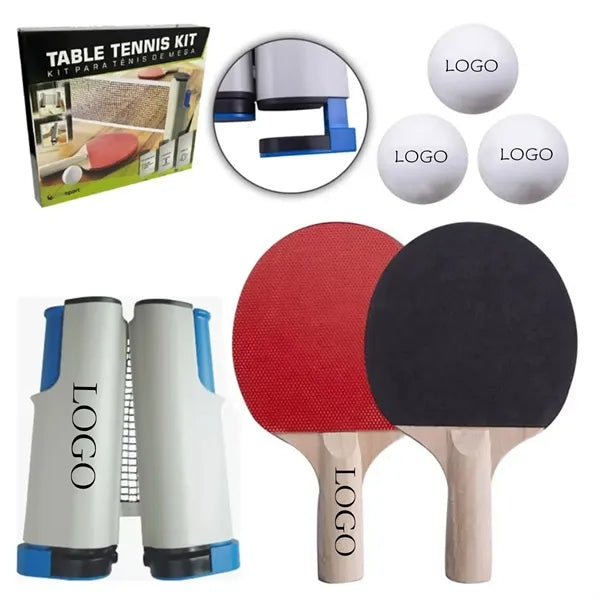 Portable Table Tennis Set With Retractable Net, Racket, Ball