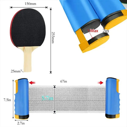 Portable Table Tennis Set With Retractable Net, Racket, Ball