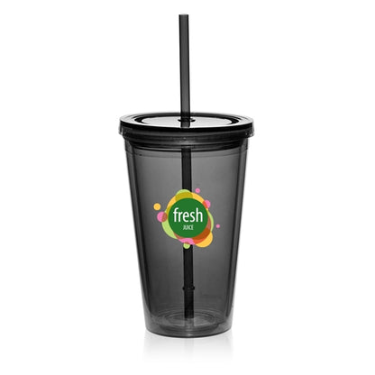 16 oz. Double Wall Acrylic Tumbler with Straw