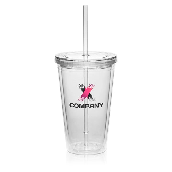 16 oz. Double Wall Acrylic Tumbler with Straw