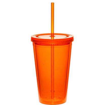 16 oz. Double Wall Acrylic Tumbler with Straw