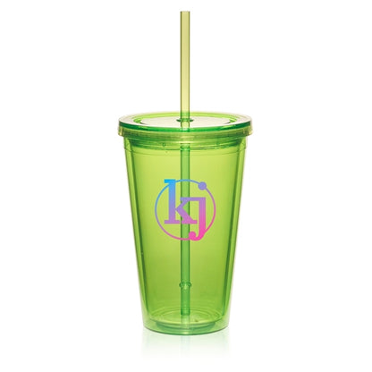 16 oz. Double Wall Acrylic Tumbler with Straw