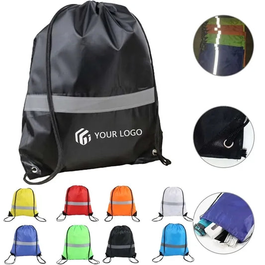 Outdoor Cycling Drawstring Backpack with Reflective Strip