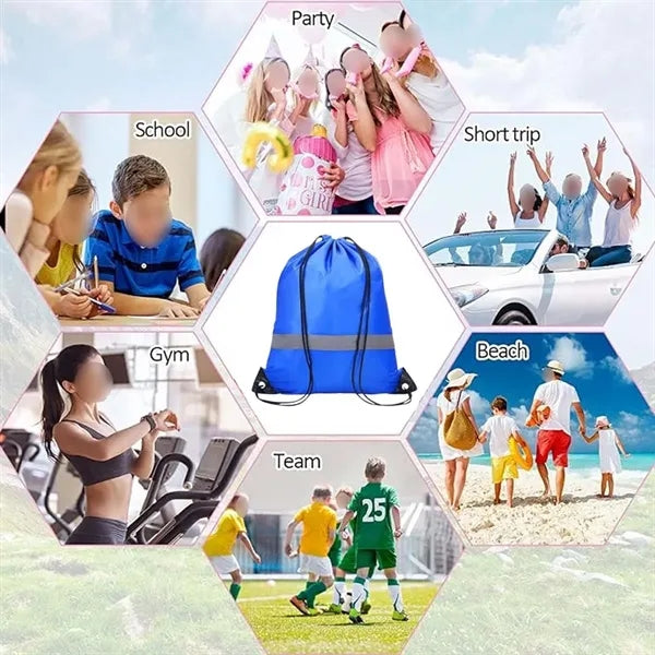 Outdoor Cycling Drawstring Backpack with Reflective Strip