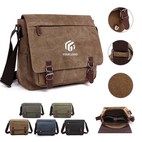 Versatile canvas business computer shoulder messenger bag