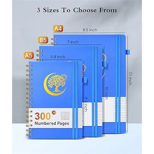 8.4"x 6"Premium Spiral Journal Notebook W/Pen Holder
