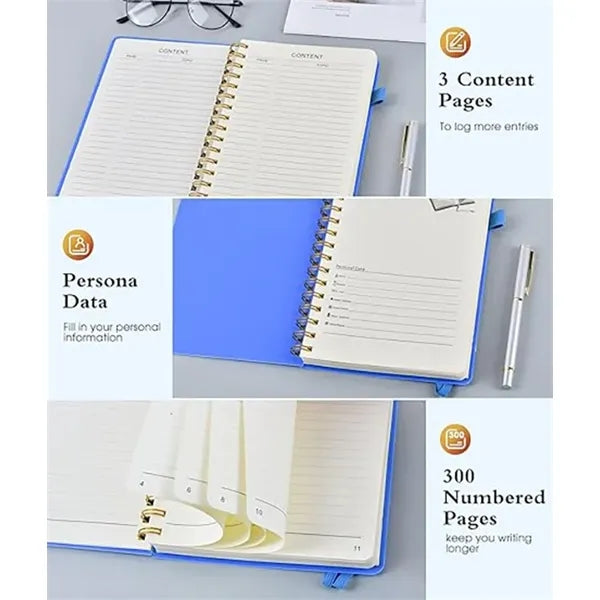 8.4"x 6"Premium Spiral Journal Notebook W/Pen Holder