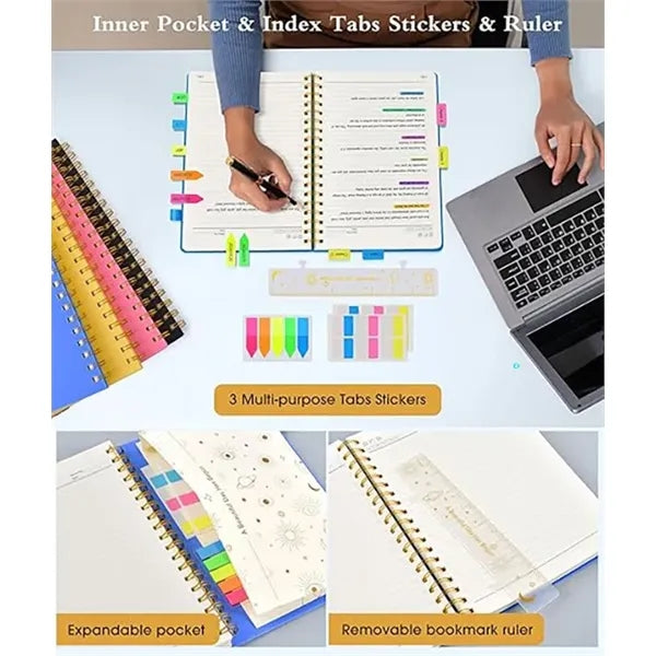 8.4"x 6"Premium Spiral Journal Notebook W/Pen Holder