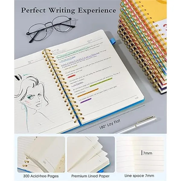 8.4"x 6"Premium Spiral Journal Notebook W/Pen Holder
