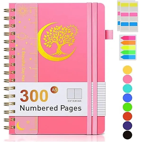8.4"x 6"Premium Spiral Journal Notebook W/Pen Holder