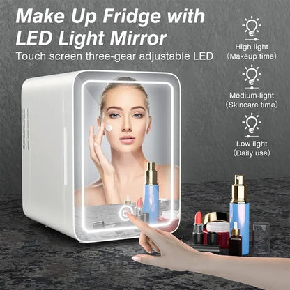 Mini Skincare Fridge with Mirror