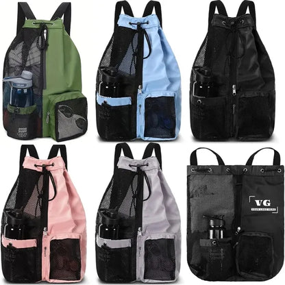 Mesh Drawstring Backpack with Wet Pocket for Gym & Travel