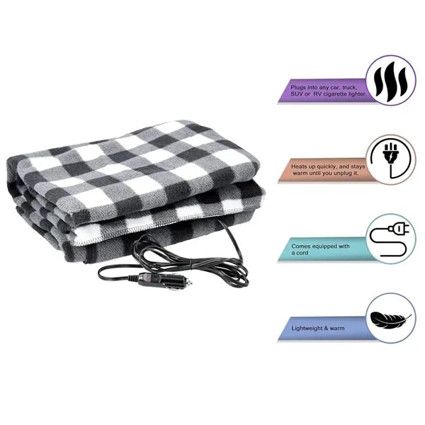 12v Fleece Travel Car Throw Blanket