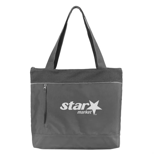 Reflective Zippered Tote Bag with RPET Mesh