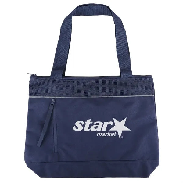 Reflective Zippered Tote Bag with RPET Mesh