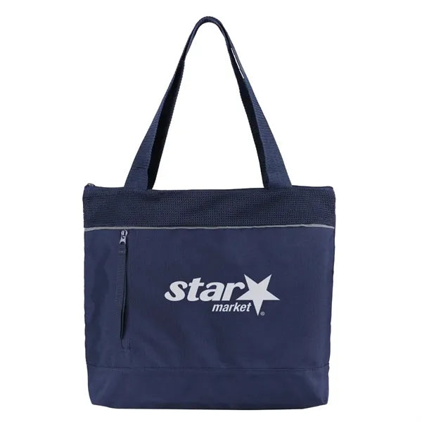Reflective Zippered Tote Bag with RPET Mesh