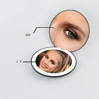 LED Lighted Travel Makeup Mirror 1x/10x or 1x/2x