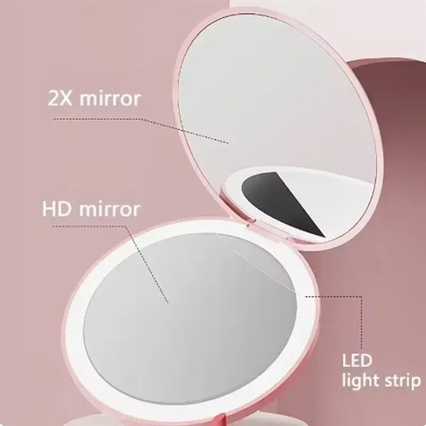 LED Lighted Travel Makeup Mirror 1x/10x or 1x/2x
