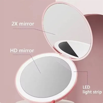 LED Lighted Travel Makeup Mirror 1x/10x or 1x/2x
