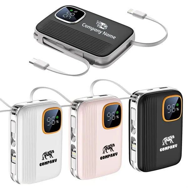 10000mAh Power Bank Bulit In Cable