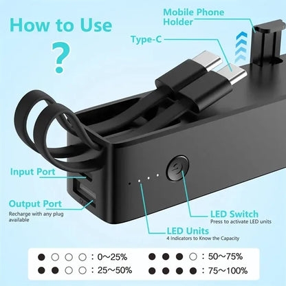 LED Flashlight 5000mah Power Bank With Charging Cable